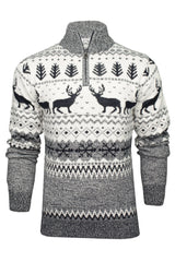 Xact Mens 1/4 Zip Reindeer Xmas/ Christmas Jumper-Main Image