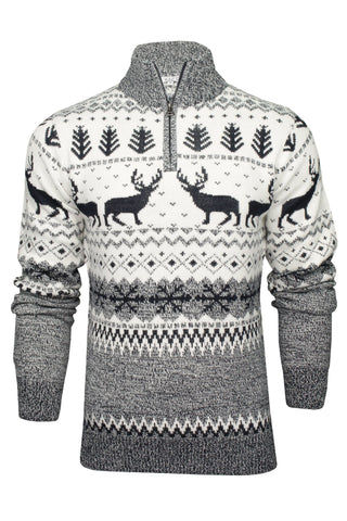 Xact Mens 1/4 Zip Reindeer Xmas/ Christmas Jumper-Main Image