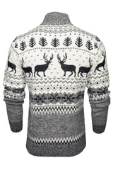 Xact Mens 1/4 Zip Reindeer Xmas/ Christmas Jumper-3