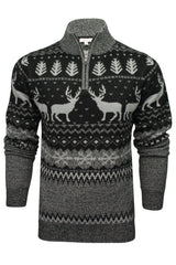 Xact Mens 1/4 Zip Reindeer Xmas/ Christmas Jumper-Main Image