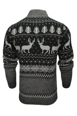 Xact Mens 1/4 Zip Reindeer Xmas/ Christmas Jumper-3