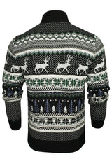 Xact Mens 1/4 Zip Reindeer Xmas/ Christmas Jumper-3