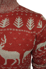 Xact Mens 1/4 Zip Reindeer Xmas/ Christmas Jumper-2