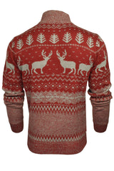 Xact Mens 1/4 Zip Reindeer Xmas/ Christmas Jumper-3