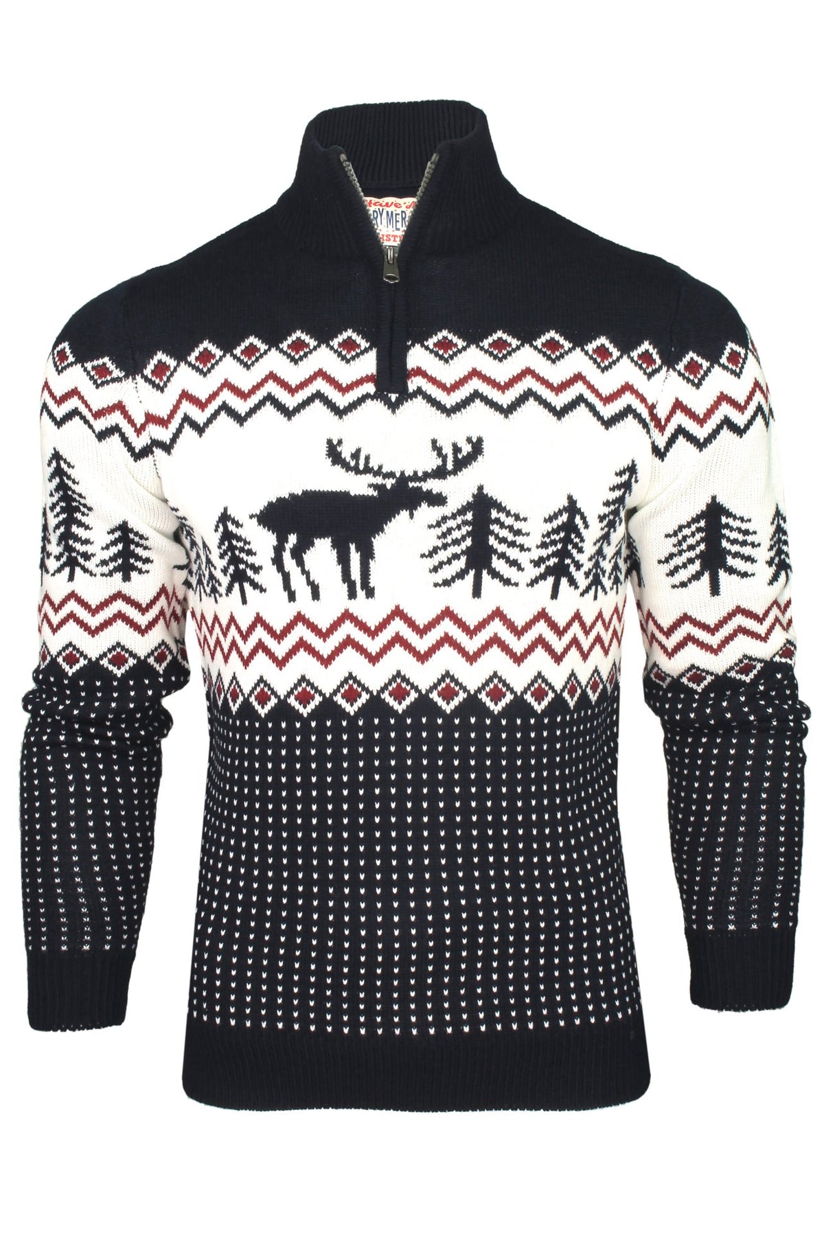 Xact Mens 1/4 Zip Reindeer Xmas/ Christmas Jumper – Xact Clothing
