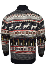 Xact Mens 1/4 Zip Reindeer Xmas/ Christmas Jumper-3