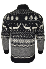 Xact Mens 1/4 Zip Reindeer Xmas/ Christmas Jumper-3