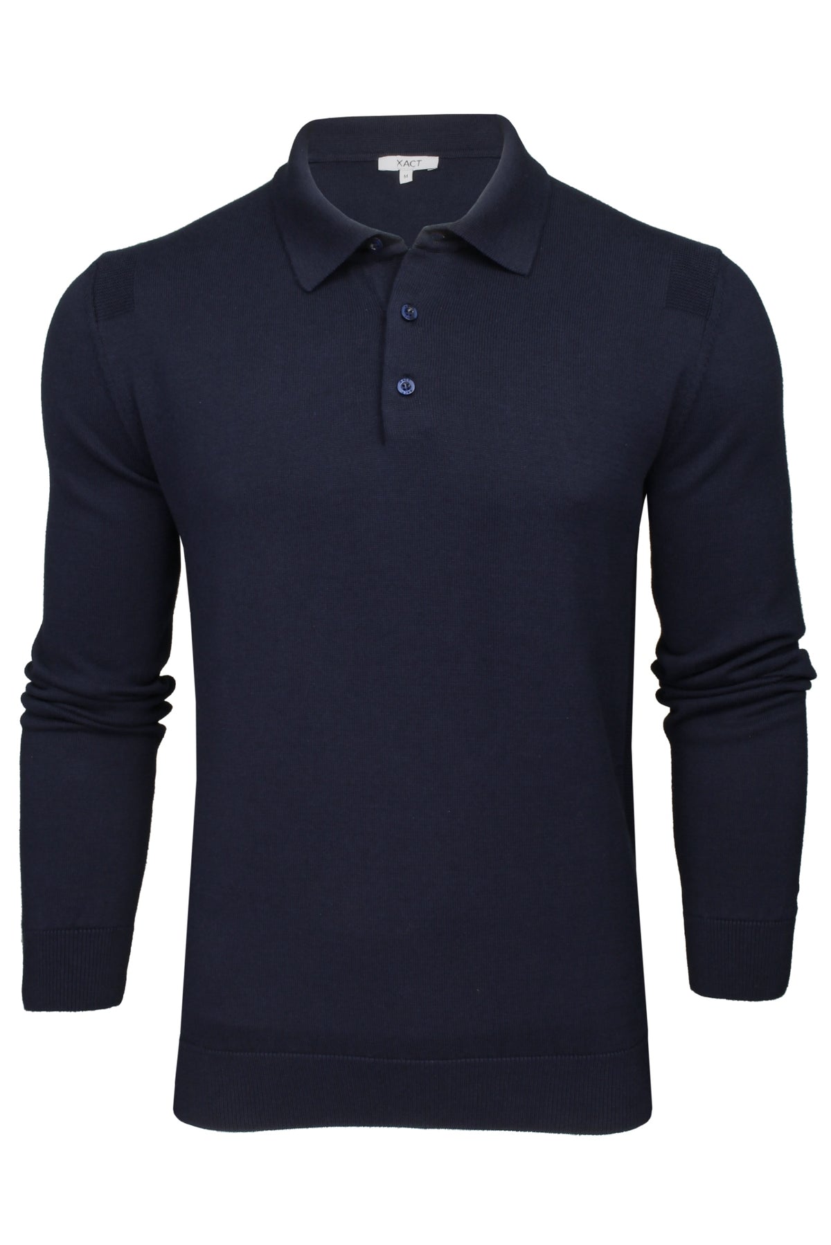 Xact Mens Knitted Long Sleeved Knitted Polo Shirt, 100% Cotton-Main Image