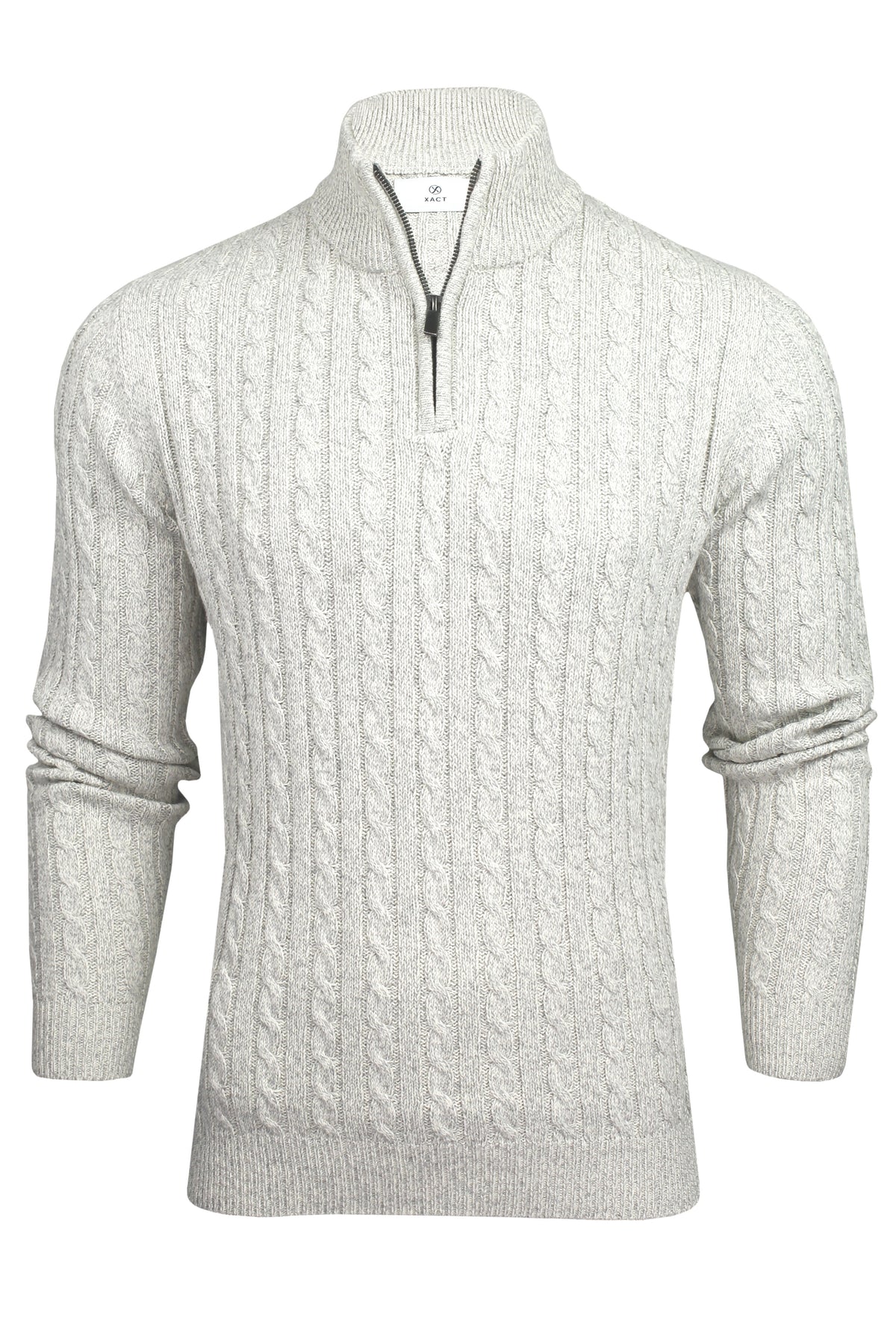 Xact Mens Cotton Rich 1/4 Zip Cable Knit Jumper-Main Image