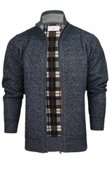 Xact Mens Full Zip Cardigan with Check Micro Fleece Lining, Regular Fit-Main Image