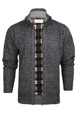 Xact Mens Full Zip Cardigan with Check Micro Fleece Lining-Main Image