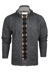 Xact Mens Full Zip Cardigan with Check Micro Fleece Lining, Regular Fit-Main Image