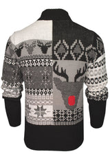 Xact Men's 1/4 Zip Christmas Jumper Fair Isle & Rudolph Reindeer Knit-3