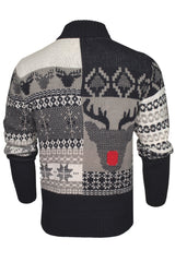 Xact Men's 1/4 Zip Christmas Jumper Fair Isle & Rudolph Reindeer Knit-3