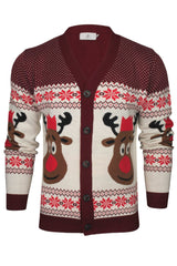 Xact Men's Rudolf Reindeer Button-Up Christmas Cardigan-Main Image