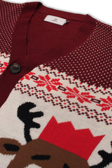 Xact Men's Rudolf Reindeer Button-Up Christmas Cardigan-4