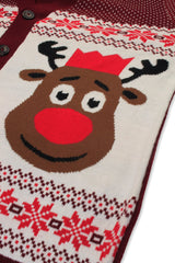 Xact Men's Rudolf Reindeer Button-Up Christmas Cardigan