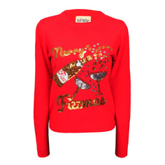 Xact Women's Novelty Knit Sequined Christmas Jumper-Main Image