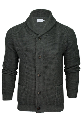 Men's Waffle Knit Wool Blend Shawl Neck Cardigan-Main Image