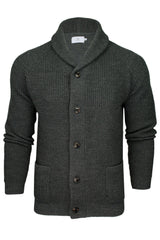 Men's Waffle Knit Wool Blend Shawl Neck Cardigan-Main Image