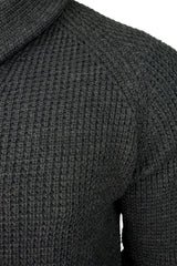 Men's Waffle Knit Wool Blend Shawl Neck Cardigan-2