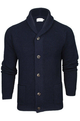 Men's Waffle Knit Wool Blend Shawl Neck Cardigan-Main Image