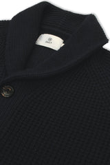 Men's Waffle Knit Wool Blend Shawl Neck Cardigan-4