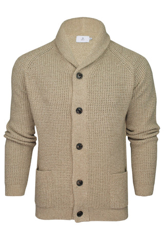 Men's Waffle Knit Wool Blend Shawl Neck Cardigan-Main Image