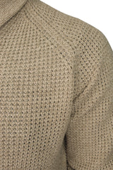 Men's Waffle Knit Wool Blend Shawl Neck Cardigan-2