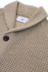 Men's Waffle Knit Wool Blend Shawl Neck Cardigan