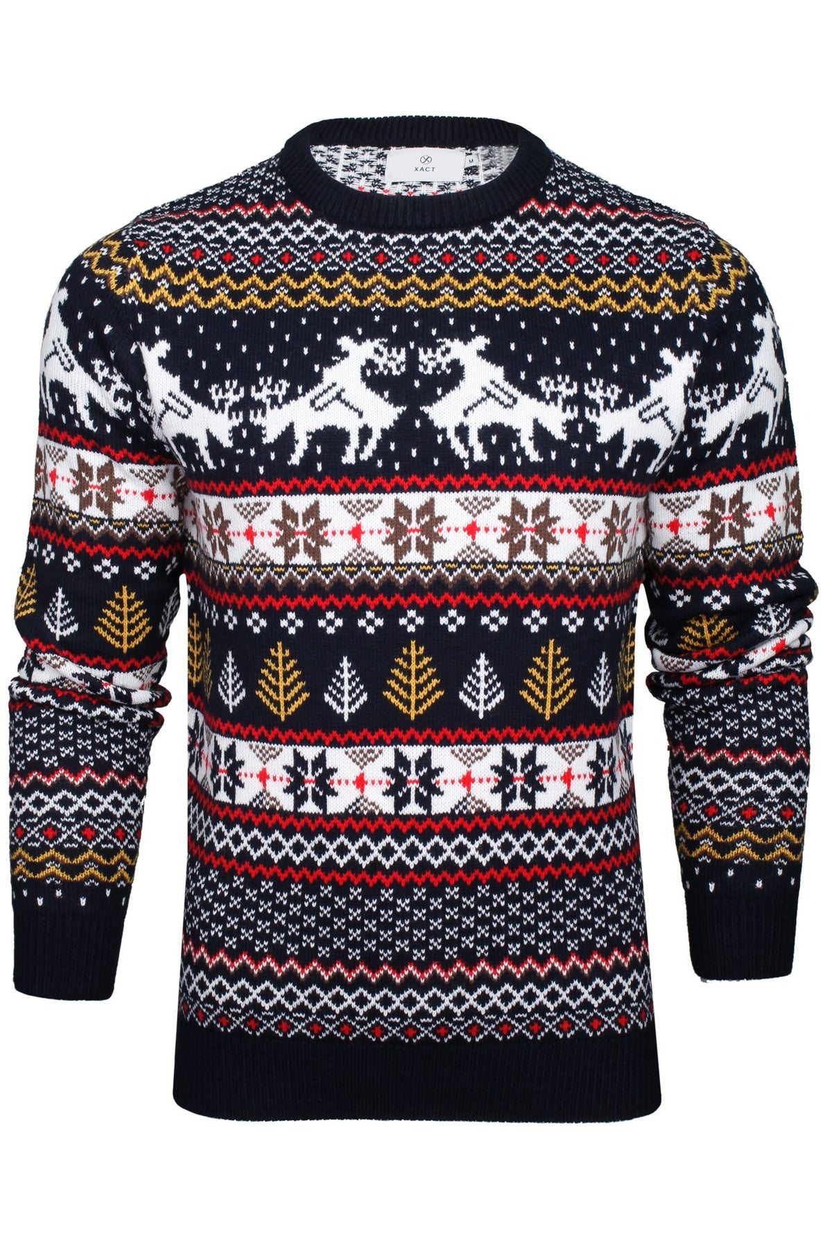Xact Men's Fair Isle Christmas Jumper � Randy Reindeer Knit Sweater, Funny Xmas Pub Style, Festive Ugly Sweater for Holiday Parties-Main Image