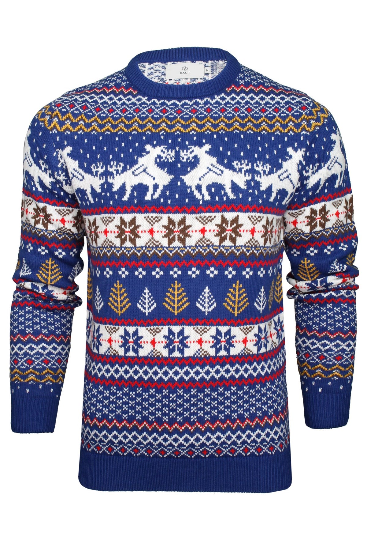 Xact Men's Fair Isle Christmas Jumper � Randy Reindeer Knit Sweater, Funny Xmas Pub Style, Festive Ugly Sweater for Holiday Parties-Main Image