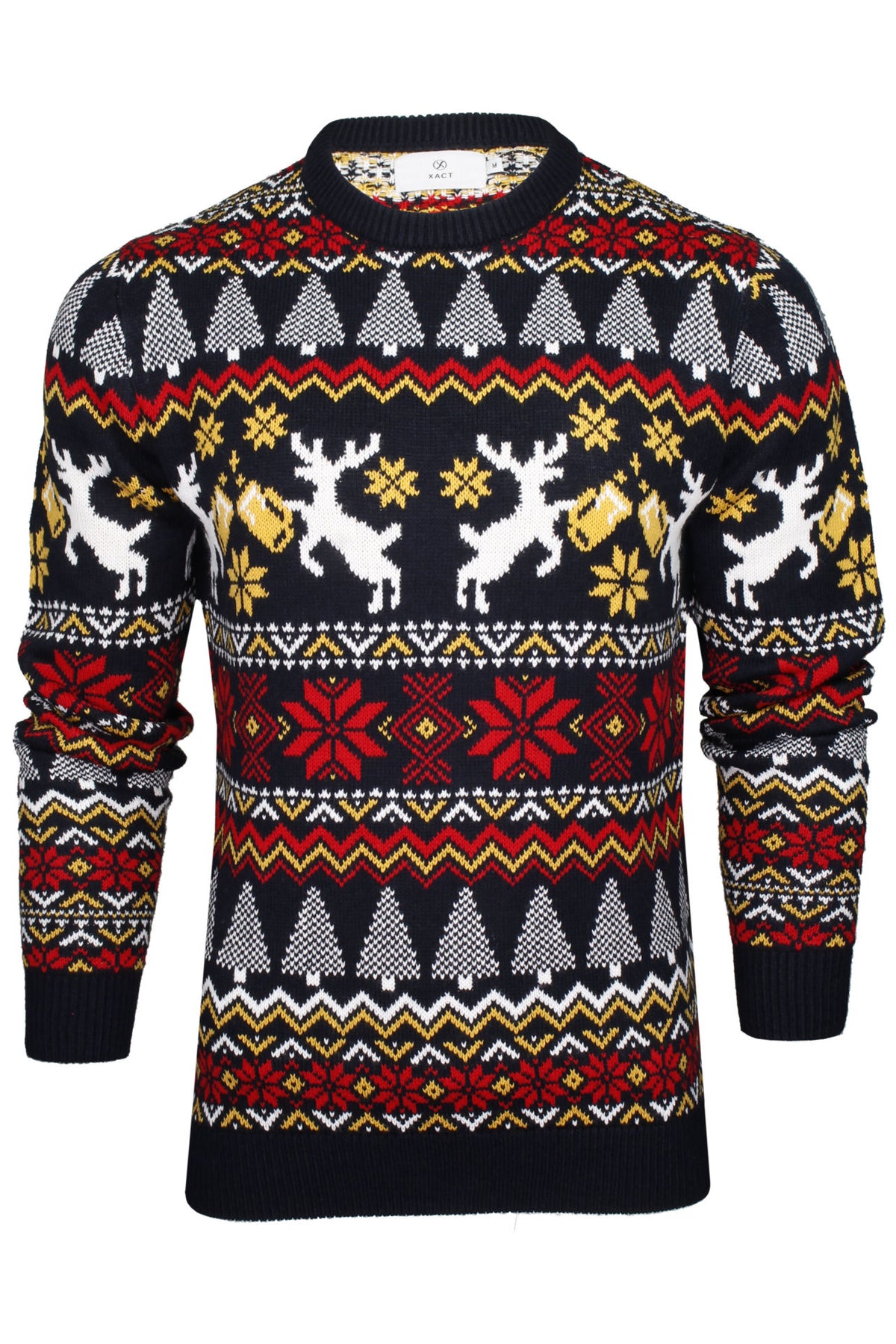 Xact Men's Fair Isle Christmas Jumper � Cheers Reindeer Knit Sweater, Funny Xmas Pub Style, Festive Ugly Sweater for Holiday Parties-Main Image
