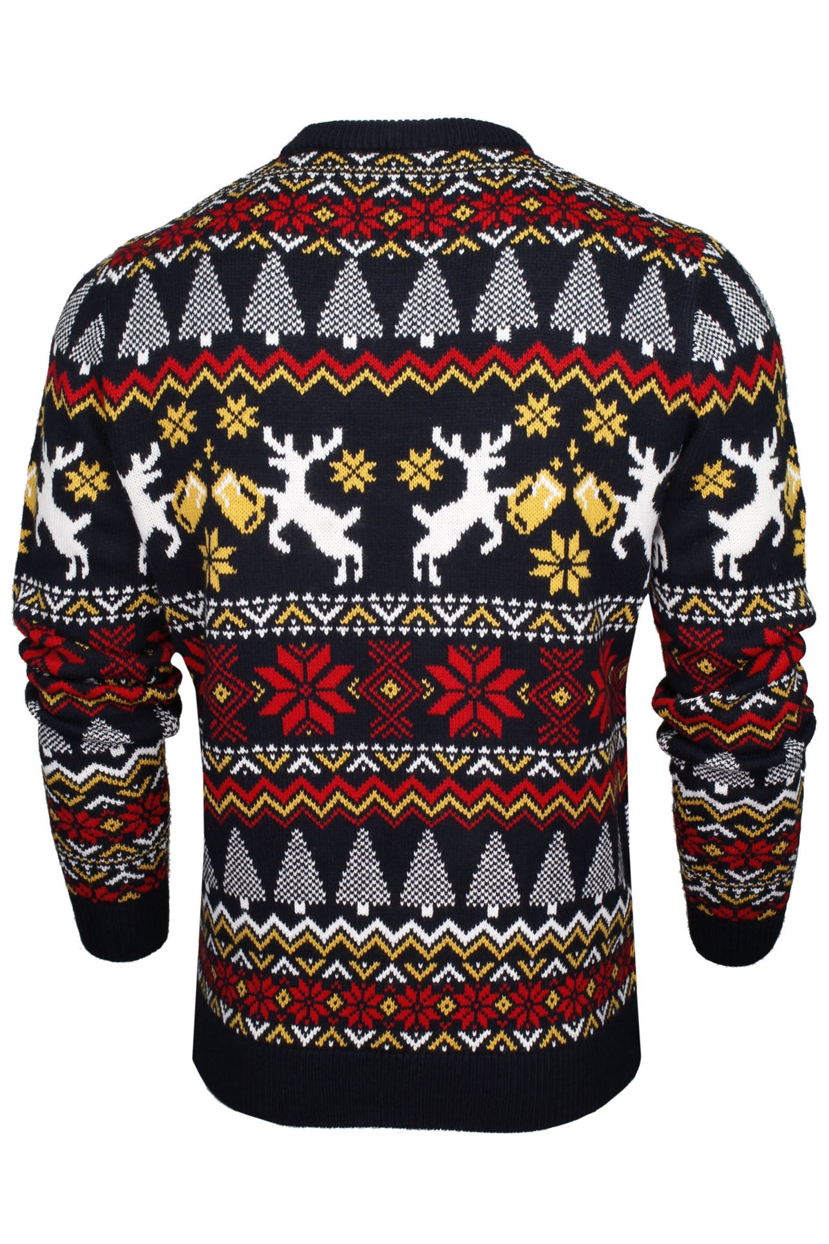 Xact Men's Fair Isle Christmas Jumper � Cheers Reindeer Knit Sweater, Funny Xmas Pub Style, Festive Ugly Sweater for Holiday Parties-3