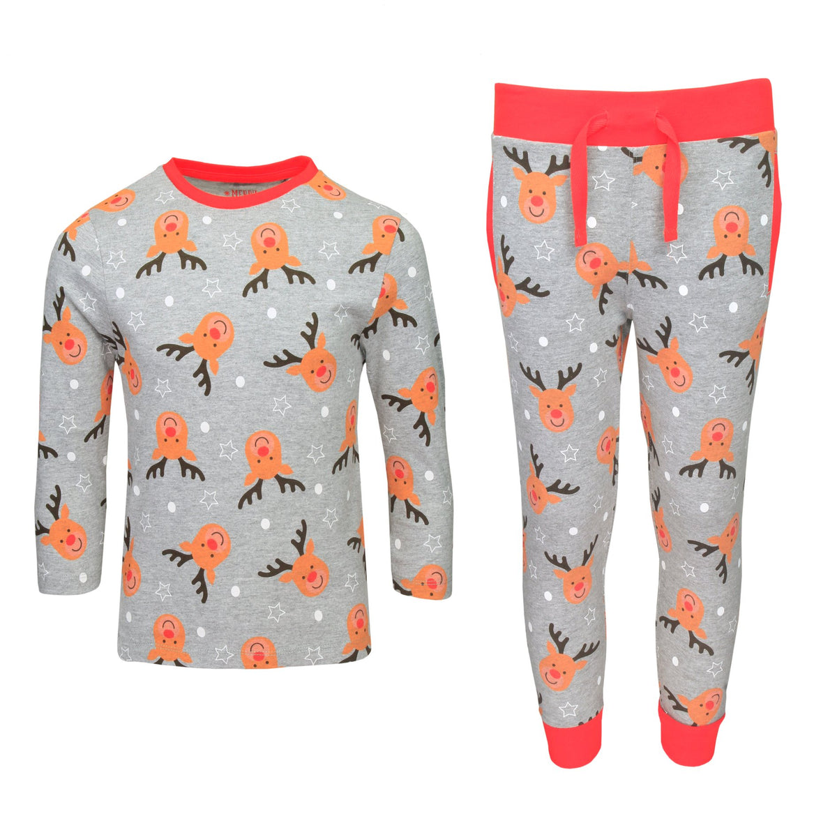 Xact Boys/ Kids Christmas Reindeer Print Pyjamas/ PJs Set-Main Image
