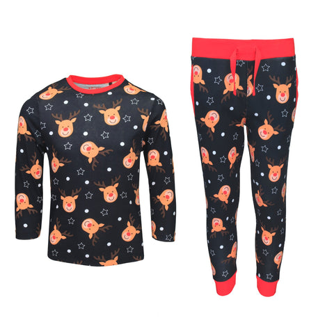 Xact Boys/ Kids Christmas Reindeer Print Pyjamas/ PJs Set-Main Image