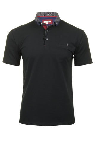 Xact Mens Short Sleeved Polo Shirt with Contrast Collar & Button Down Collar-Main Image