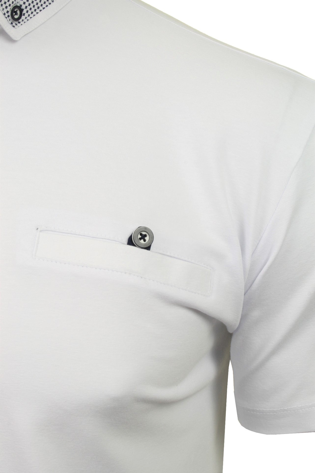 Xact Mens Short Sleeved Polo Shirt with Contrast Collar & Button Down Collar-2