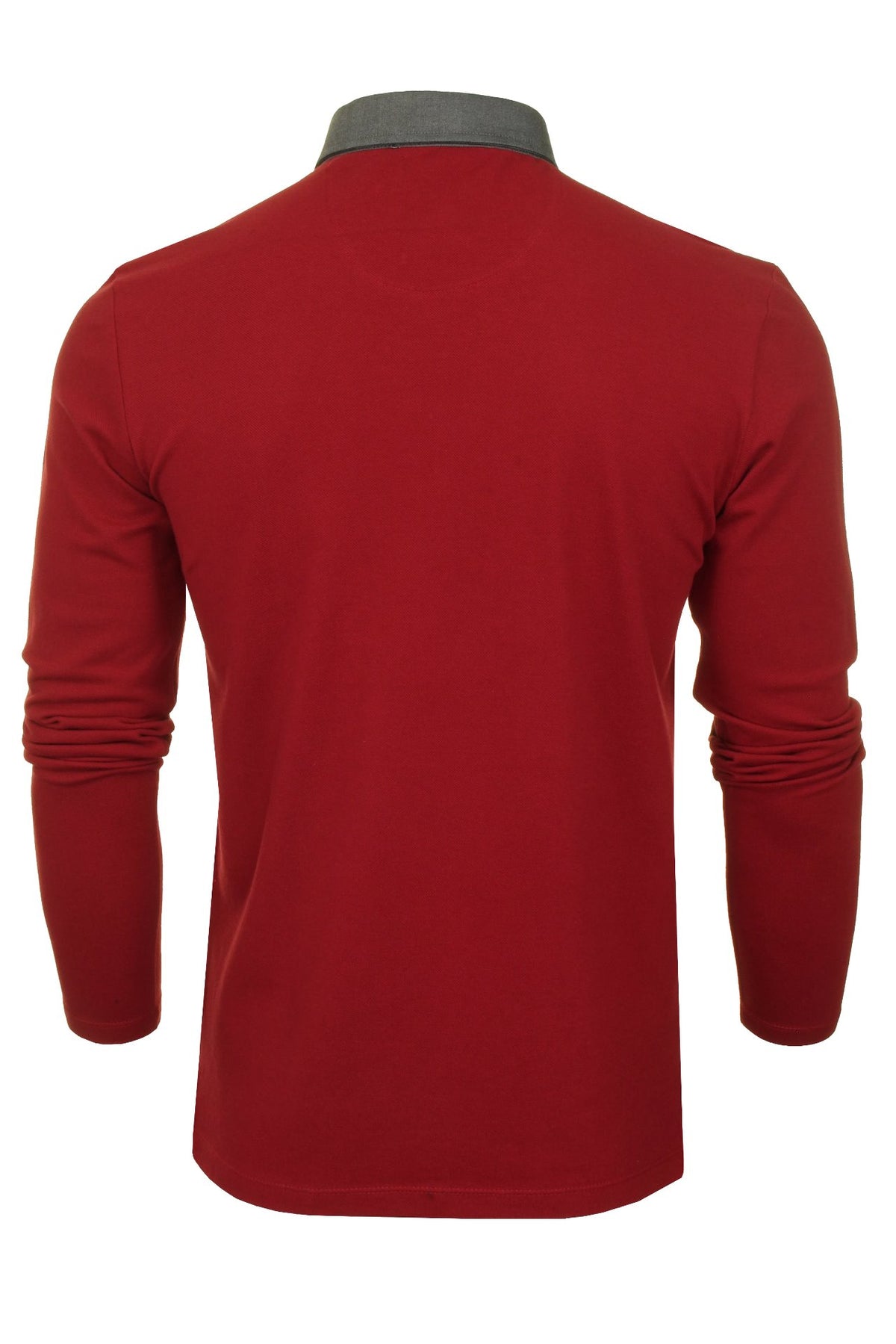 Xact Men's Long-Sleeved Polo T-Shirt, 100% Cotton Pique, Slim Fit, Contrast Button-Down Collar-3