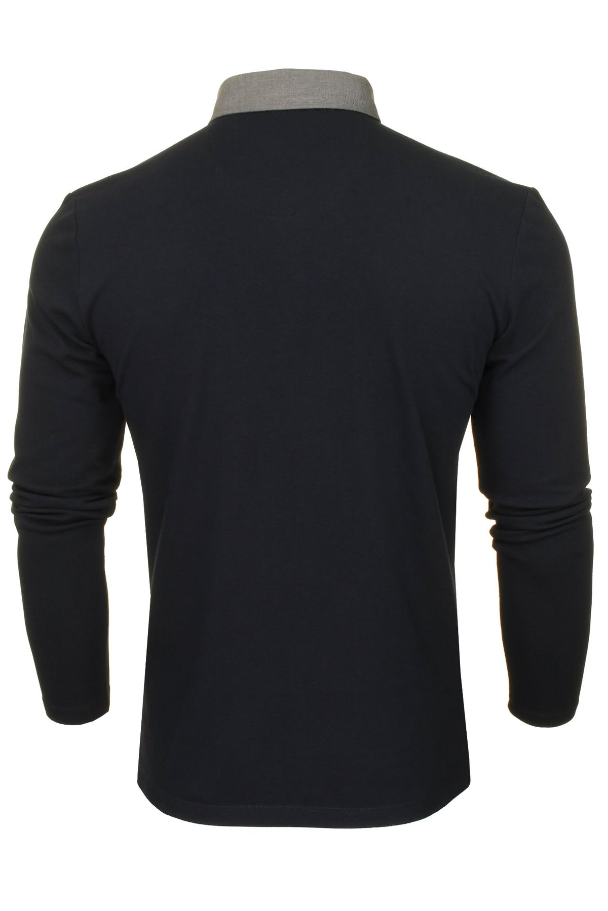 Xact Men's Long-Sleeved Polo T-Shirt, 100% Cotton Pique, Slim Fit, Contrast Button-Down Collar-3