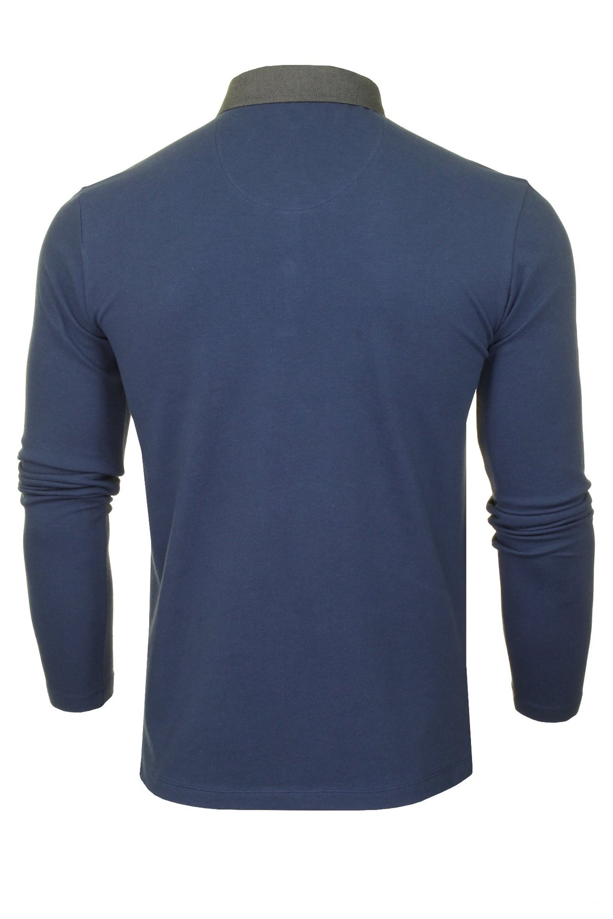 Xact Men's Long-Sleeved Polo T-Shirt, 100% Cotton Pique, Slim Fit, Contrast Button-Down Collar-3