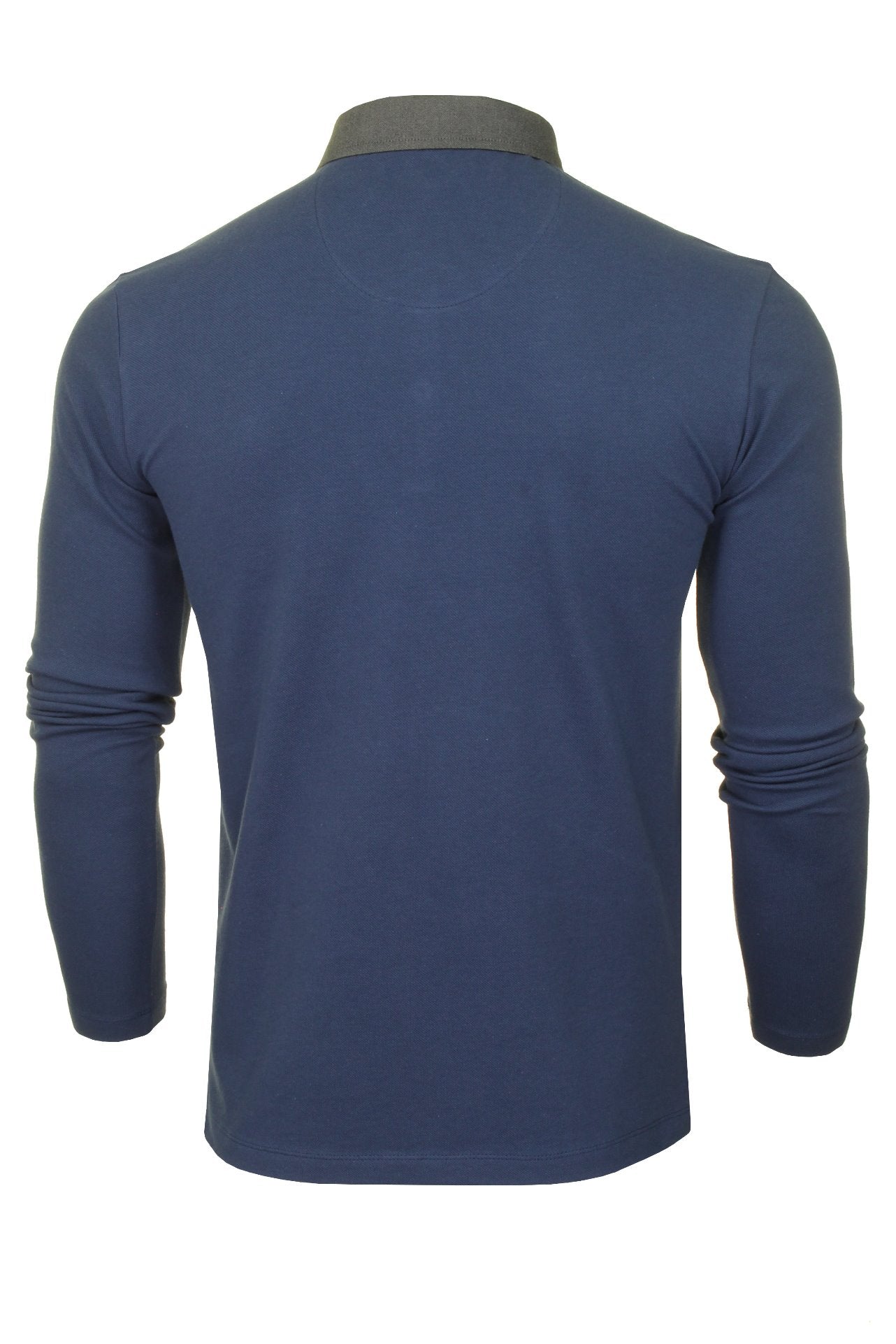 Xact Men's Long-Sleeved Polo T-Shirt, 100% Cotton Pique, Slim Fit, Contrast Button-Down Collar-3