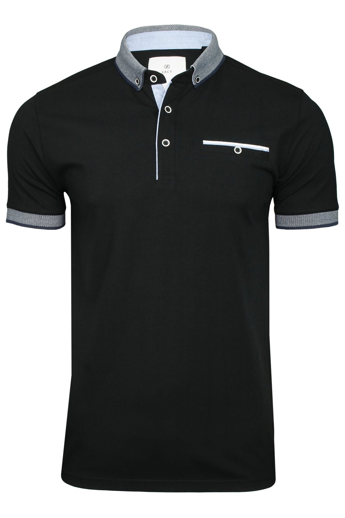 Xact Men's Smart Cotton Stretch Polo Shirt, Button Down Collar, Short Sleeved-Main Image
