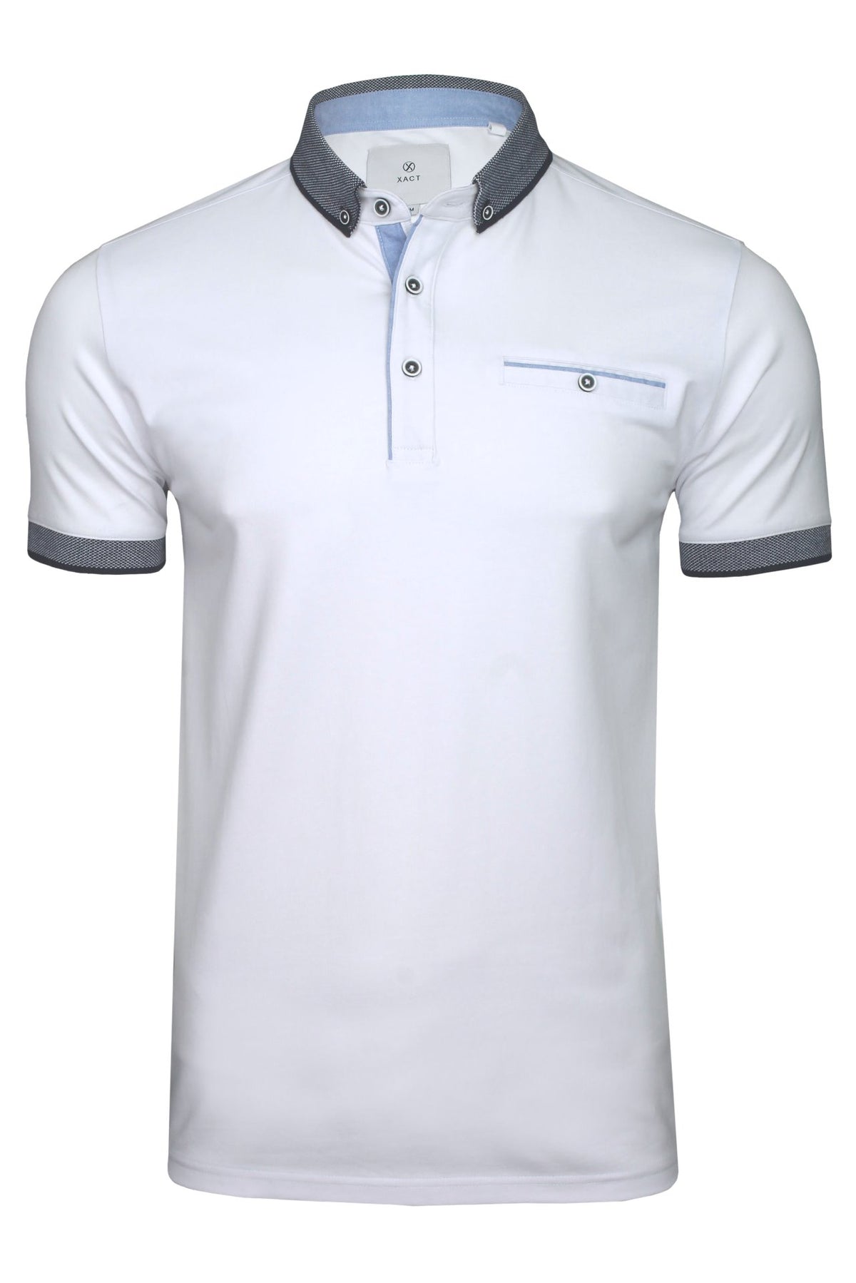 Xact Men's Smart Cotton Stretch Polo Shirt, Button Down Collar, Short Sleeved-Main Image