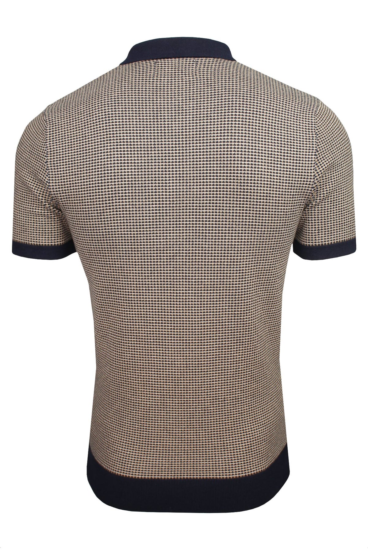 Xact Men's Jacquard Knitted Polo Shirt, 100% Cotton, Short Sleeved, Regular Fit-3