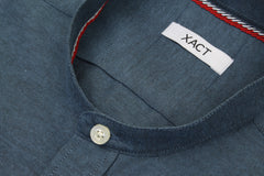 Xact Mens Grandad Collar Nehru Oxford Shirt 'Gustus' Long Sleeved - Slim Fit-4