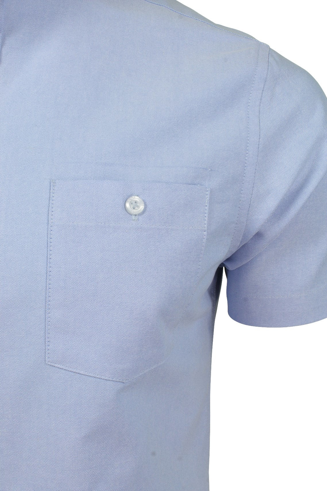 Xact Men's Short Sleeved Oxford Grandad Collar Shirt  - Slim Fit-2