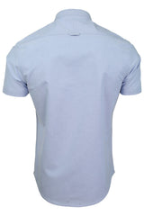 Xact Men's Short Sleeved Oxford Grandad Collar Shirt  - Slim Fit-3