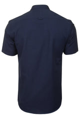 Xact Men's Grandad Collar Oxford Shirt Slim Fit Short Sleeved-3
