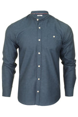 Xact Mens Grandad Collar Nehru Oxford Shirt 'Gustus' Long Sleeved - Slim Fit-2